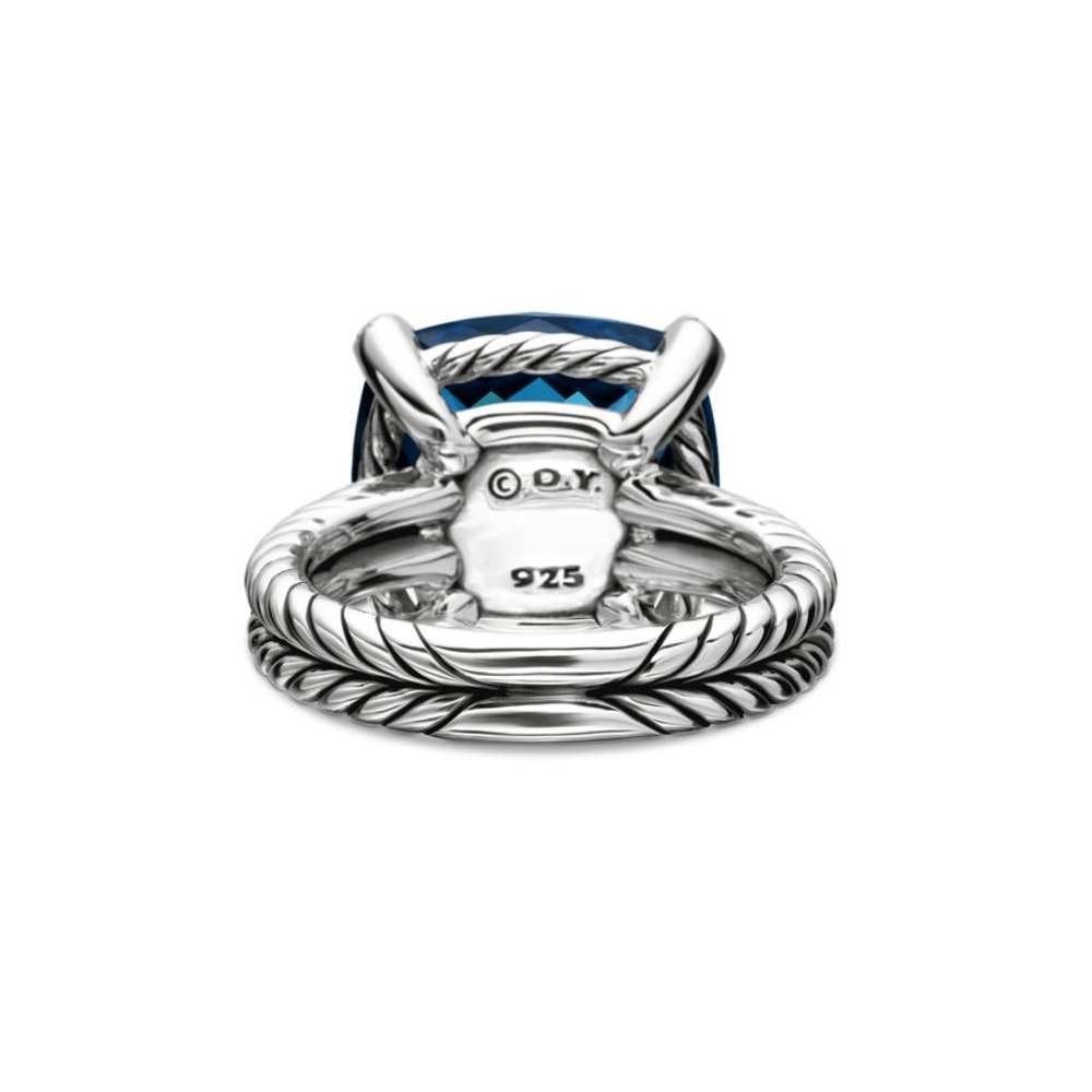 AUTHENTIC David Yurman Blue Topaz Diamond Ring (14mm) - Picture 5 of 5